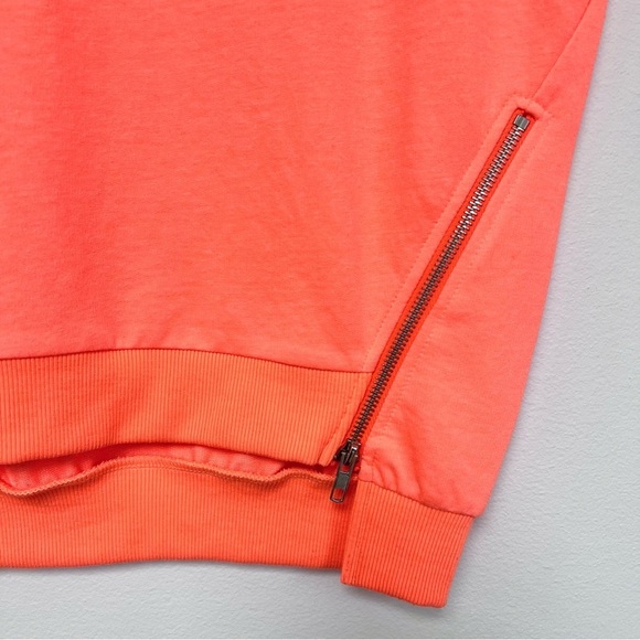 Ellison Neon Asymmetrical Zip Short Sleeve French Terry Pullover - Picture 2 of 5